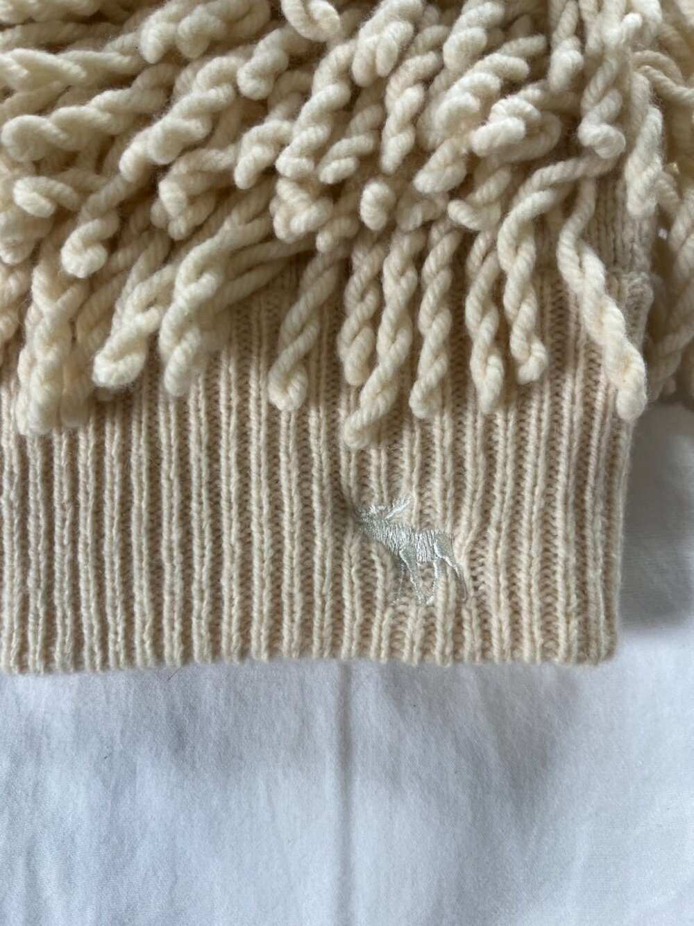 Abercrombie & Fitch Y2K Cream Shaggy Knit Fringe Wool Cashmere Blend Vest - Picture 2 of 6